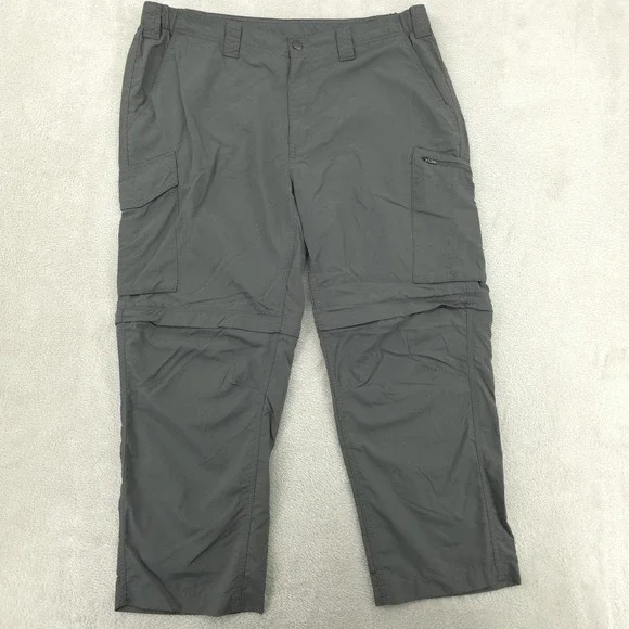 Columbia Omni Shade Pants Mens 40x28 Gray Convertible Cargo Hiking Zip Off - Picture 1 of 13